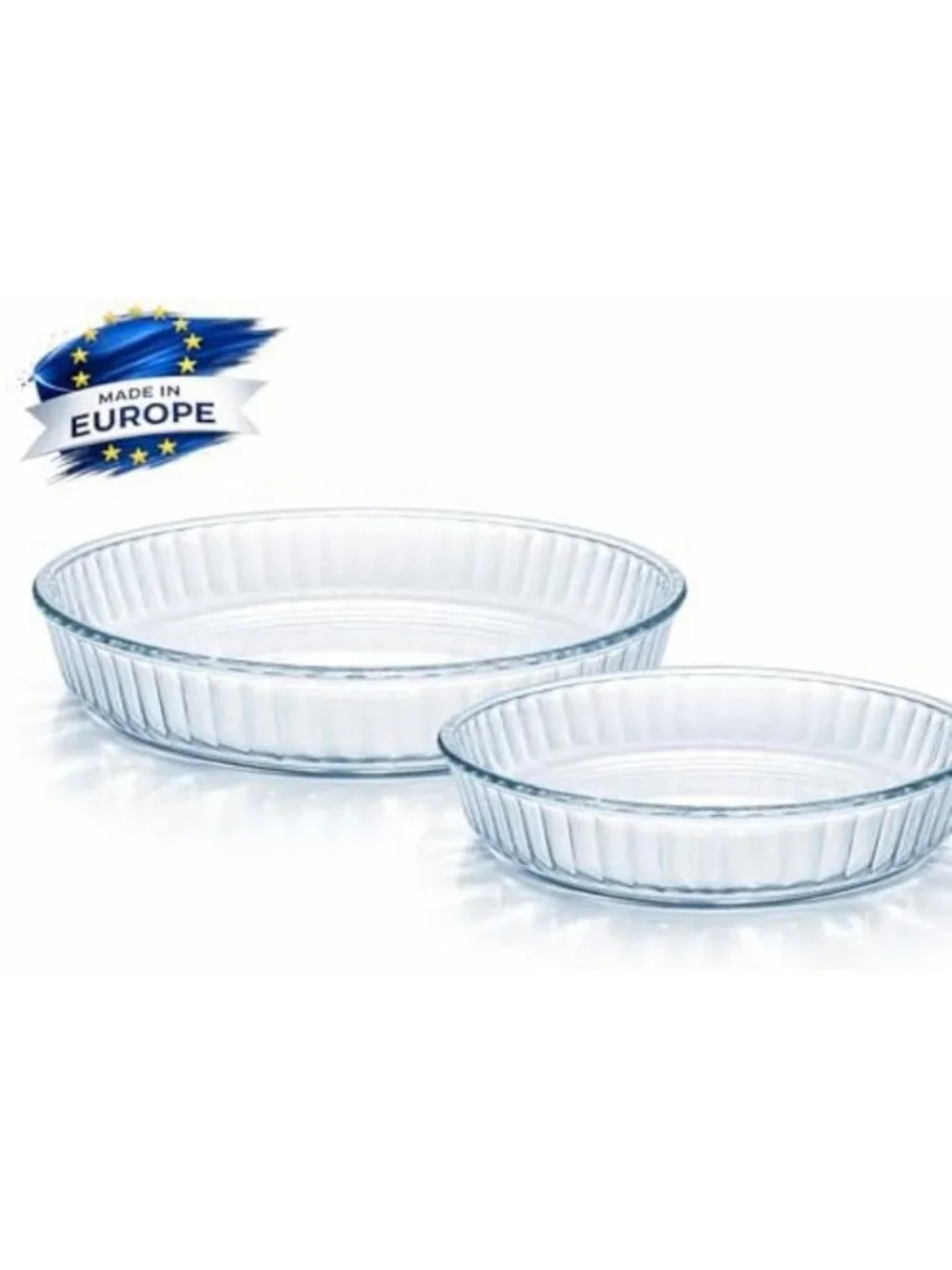 2-Piece Round Glass Baking Dishes Set - Oven Safe Casserole & Pie Pan, 12.5